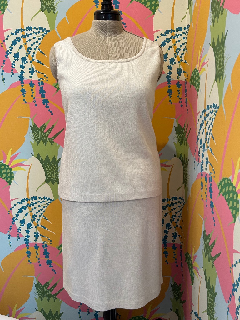St John Knit Shell Sz Xl And Skirt Sz 14 In Champagne (Cream)- Euc